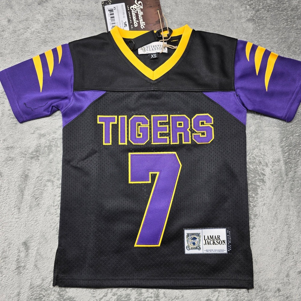 Authentic Classics Lamar Jackson High School Tigers Jersey Youth XS Black HGC017